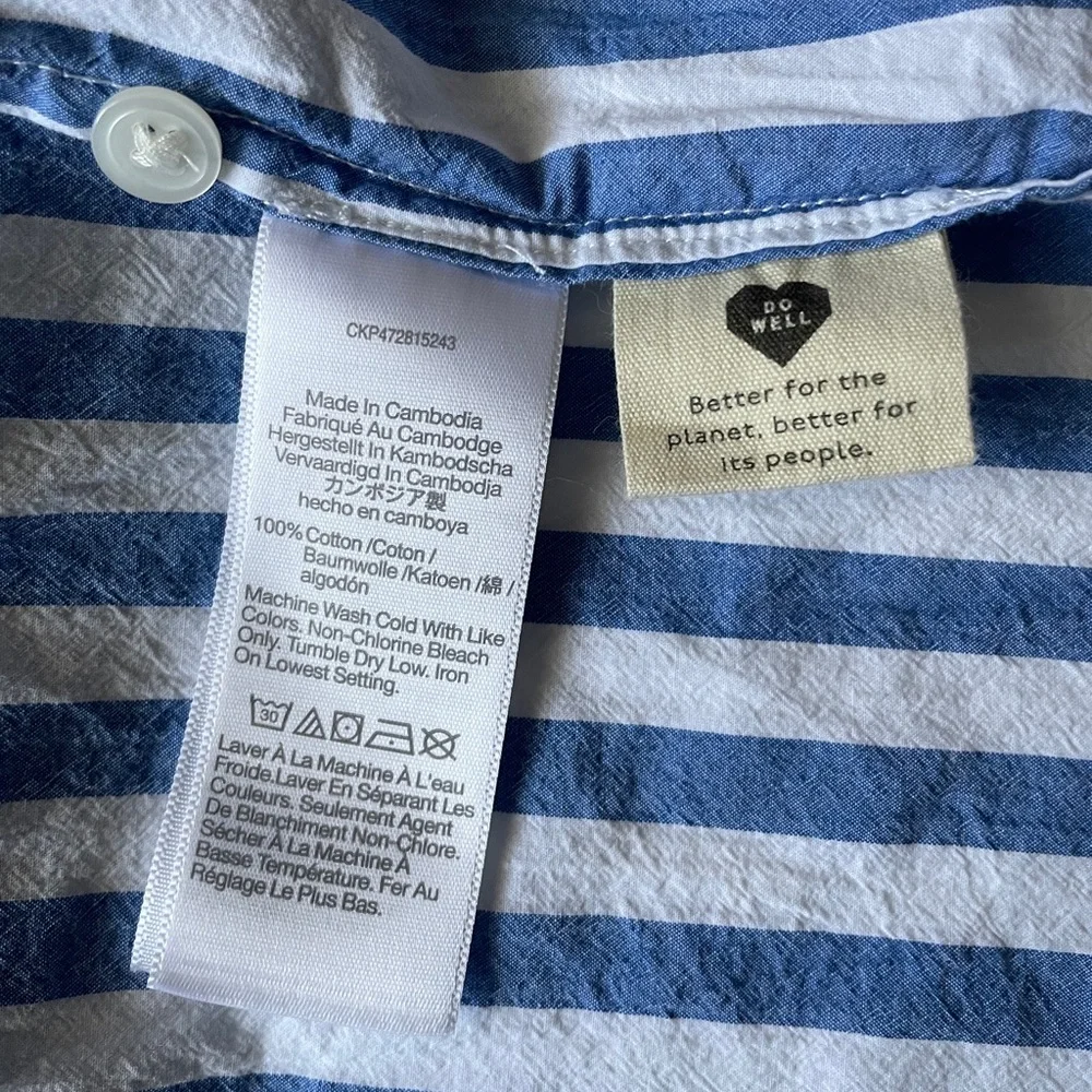 Madewell Signature Poplin Oversized Shirt - Blue and White Striped - Picture 7 of 7